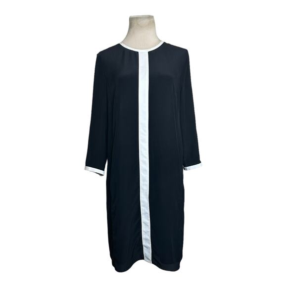 St. Emile black with white trim 3/4 sleeves sheath dress size 8 - Picture 11 of 12